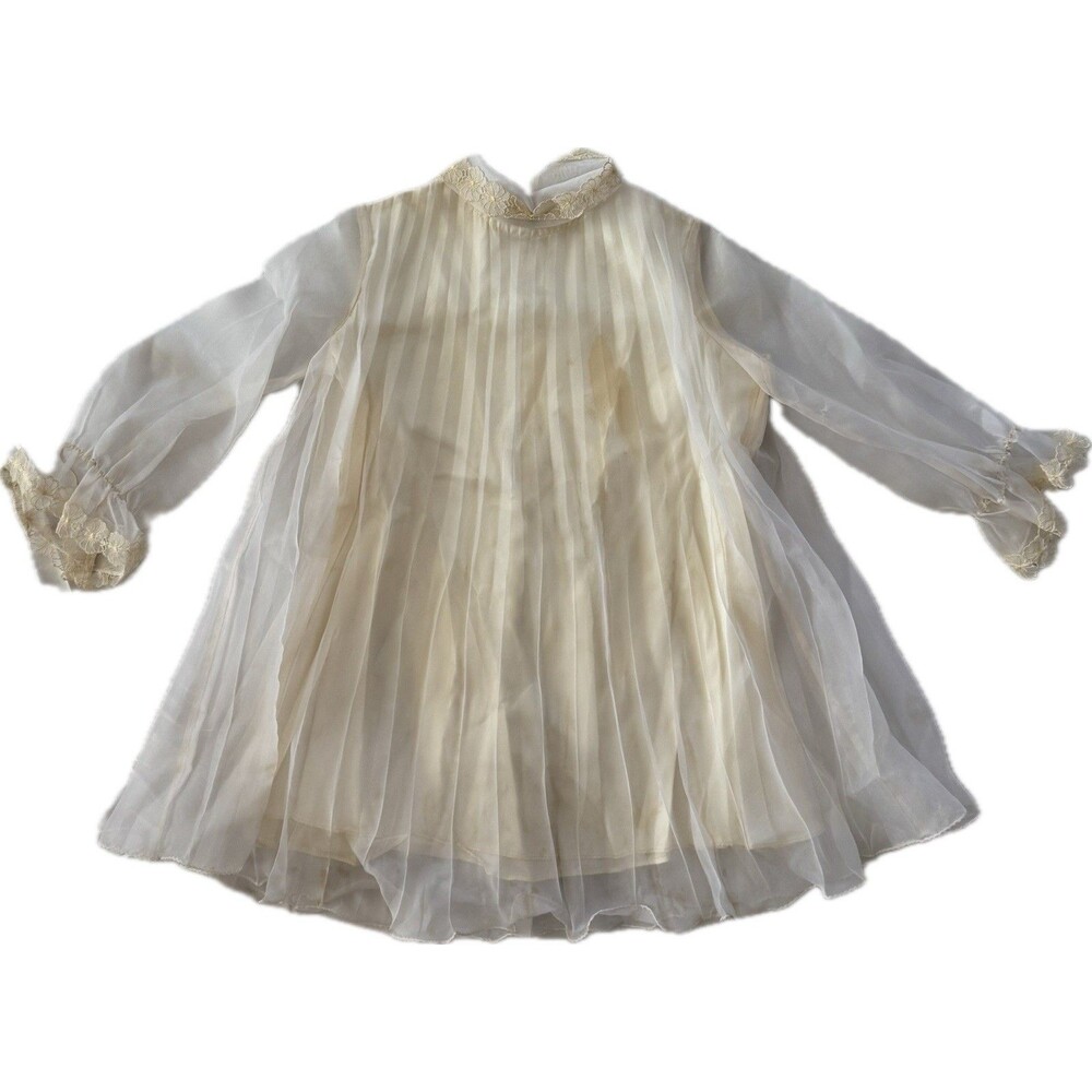 AS-IS Vintage Infant Silk Baptismal Day Dress Stained Restoration Project 15"